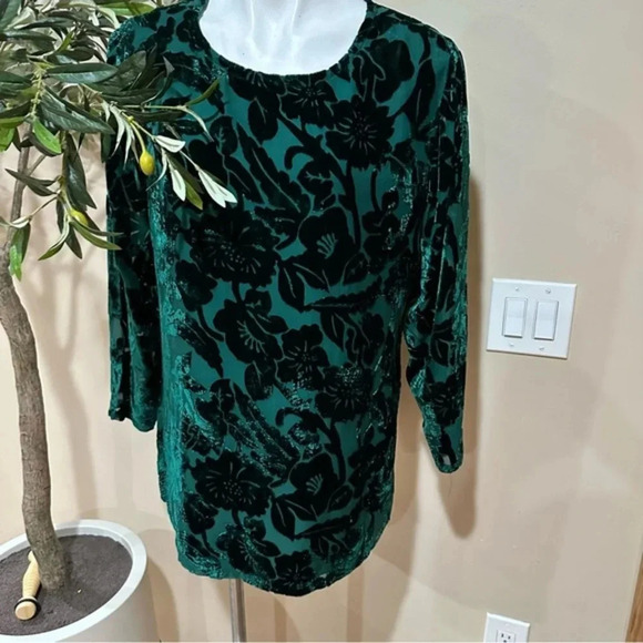 Silk Lore Green Velvet Top - Picture 1 of 4